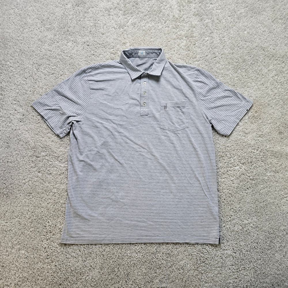 Johnnie-O Mens Performance Golf Stretch Polo XXL 2XL Grey Stripe Golf Casual USA